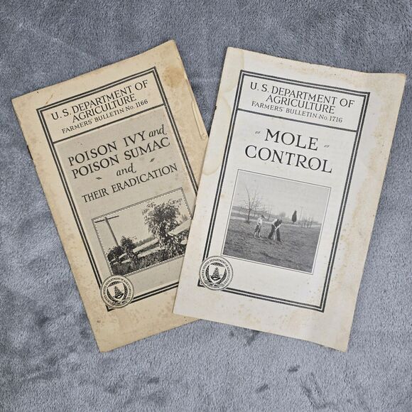 US Department Of Agriculture Farmers Bulletin Lot Of 2 Mole Control / Poison Ivy - Picture 1 of 9